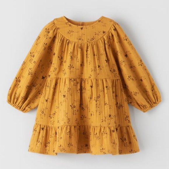 Zara Other - Zara Girl's Floral Print Fall Textured Long Sleeve Dress 4-5 YEARS